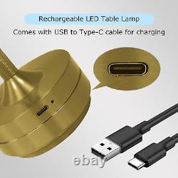 LED Rechargeable Table Lamps, Colour Changing (3000K-6000K) and Dimmable (Gold)