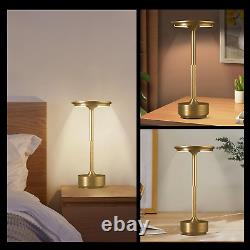 LED Rechargeable Table Lamps, Colour Changing (3000K-6000K) and Dimmable (Gold)