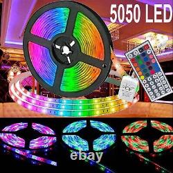 LED Strip Lights 5-100M RGB 5050 Tape Cabinet Kitchen Lighting UK Plug 44KEY 12V