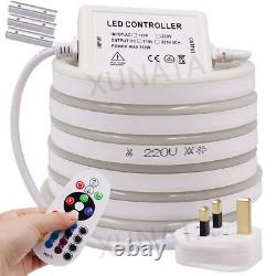 LED Strip Neon Light Waterproof Commercial 220V Flexible Outdoor Lamp UK Plug In