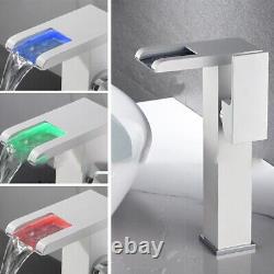 LED Waterfall Faucet Color Changing LED Copper Durable Sleek Single Hole