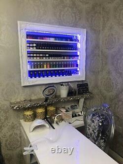 Large Wall Mounted Nail Polish Display With LED Colour Changing Lights