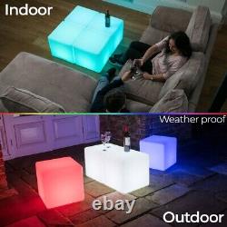 Light Up LED Colour Changing Cube Stool Seat Chair Illuminated Rechargeable Glow