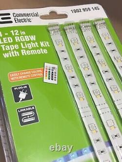 Lot of 5 Commercial Electric 12 4-Strip Linkable LED Flexible Tape Light Kits