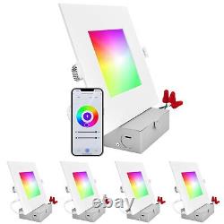 Luxrite 6 Inch Square Smart LED Recessed Light RGBW Color Changing WiFi 4-Pack