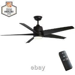 Mara 54 in. White Color Changing Int. LED Indoor/Outdoor Matte Black Ceiling Fan