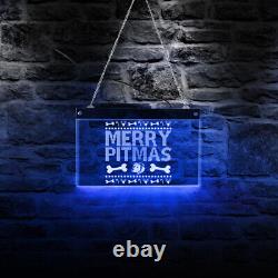 Merry Pitmas LED Neon Light Sign Pet Studio Wall Hanging Color Changing Logo