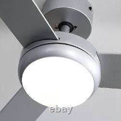 Modern 42 Inch Silver Ceiling Fan withLED Light 3 color Changing withRemote Control