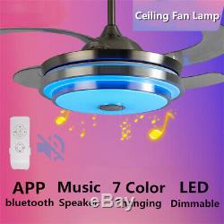Modern LED 7 Light Color Ceiling Fan Music Changing Lamp Fan Remote/APP