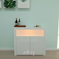 Modern TV Cabinet Stand Unit High Gloss Doors LED Lights Drawers Stock New