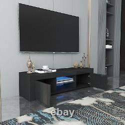 Modern TV Unit Cabinet Stand Matt Body & High Gloss Doors LED Light Livingroom