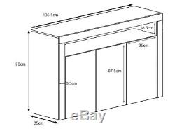 Modern WHITE High Gloss Doors Top White Mat Cabinet Cupboard Wide Sideboard Unit