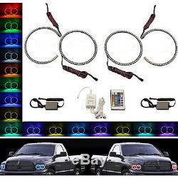 Multi-Color Changing LED RGB Headlight Halo Ring Set For 02-05 Dodge Ram Sport