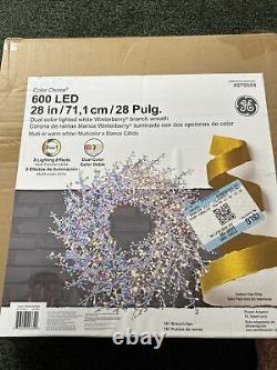 NEW GE 28-in White Winterberry Branch KiWreath Color Changing LED Lights