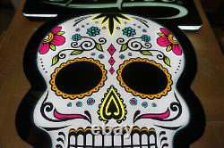 NEW Tequila Exotico Color Changing LED Sugar Skull Day of the Dead Lighted Sign