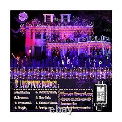 Outdoor Curtain Icicle String Lights 1216 LEDs, 99ft + 8 Modes & Remote