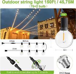 Outdoor Stirng Light Mains Powered, 45.7M/150Ft 75+2 LED Globe Garden String for