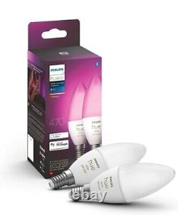 Philips 470 Hue E14 White and Colour Ambiance Smart Light Bulb Two Pack