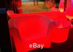 Plastic LED Colour Changing Commercial Domestic 2x Chair 1x Coffee Table -CS H64
