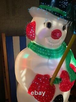 Premier Fibre Optic Snowman With Hat & Scarf lights up and changes colour