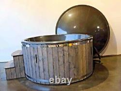 Premium Fibreglass Wooden Hot Tub Package Hydro Bubbles + Led, Wood Fired
