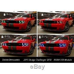 RGBW RGB LED Multi-Color Headlight Halo Bluetooth Set For 15-19 Dodge Challenger