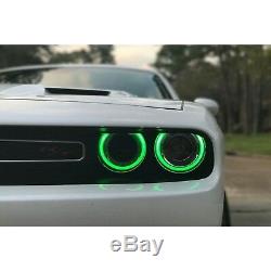 RGBW RGB LED Multi-Color Headlight Halo Bluetooth Set For 15-19 Dodge Challenger