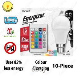 RGB 9W = 60W Bulb Led Light 16 Colour Changing Remote Control Lamp B22 Energizer