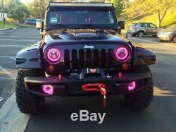 RGB LED Angel Eyes Halo Rings For Jeep Wrangler JK Headlight Foglamps with WIFI