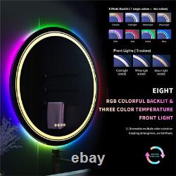 RGB LED Bathroom Mirror Color Changing LED Mirror Shatterproof Dimmable Anti-Fog