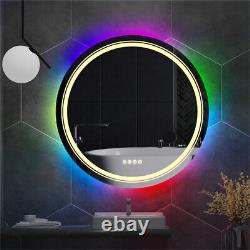 RGB LED Bathroom Mirror Color Changing LED Mirror Shatterproof Dimmable Anti-Fog