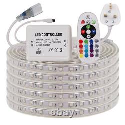 RGB Led Strip 220V 240V IP67 Waterproof 5050 SMD Tape Lights Rope Garden UK Plug