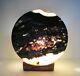 Rare 13 Black Accent Onyx Stone Moon Shape Table Lamp Collectible One Of A Kind