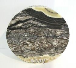 Rare 13 Black Accent Onyx Stone Moon Shape Table Lamp Collectible One of a Kind