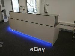 Reception Desk Cappuccino Gloss, Curved Corner, Led Colour Changing Lights