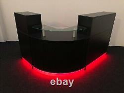 Reception Desk Led Lights Remote Control Colour Changing Glass Shelf Black