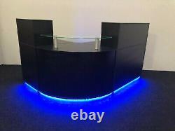 Reception Desk Led Lights Remote Control Colour Changing Glass Shelf Black