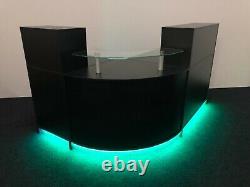 Reception Desk Led Lights Remote Control Colour Changing Glass Shelf Black