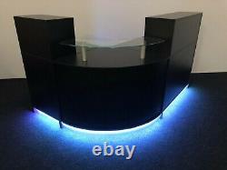 Reception Desk Led Lights Remote Control Colour Changing Glass Shelf Black