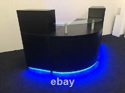 Reception Desk Led Lights Remote Control Colour Changing Glass Shelf Black