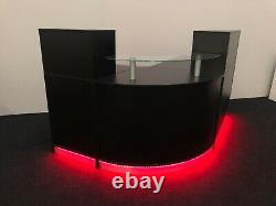 Reception Desk Led Lights Remote Control Colour Changing Glass Shelf Black