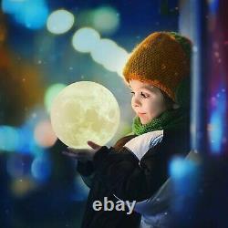 Rechargeable Moon Lamp Night Light Kids Dimmable LED Color Change 3D Dimmable