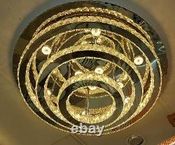 Round circular mirrored frame crystallic colour changing LED ceiling light