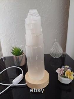 Selenite Crystal USB Lamp Mountain Tower Colour Changing Lamp, 20cm