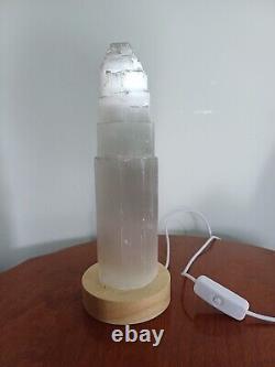 Selenite Crystal USB Lamp Mountain Tower Colour Changing Lamp, 20cm