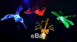 Set of 2 Solar Powered Dragonfly Yard Garden Stake Color Changing LED Light
