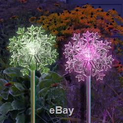 Set of 2 Solar Powered Snowflakes 3D Yard Garden Stake Color Changing LED Light