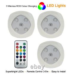 Set of 3/6 RGB Color Changing LED Lights Home Wireless Remote Control Spotlights
