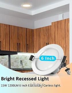 Smart LED Recessed Lighting 6 Inch, 15W 2700-6500K CCT RGBCW Color Changing