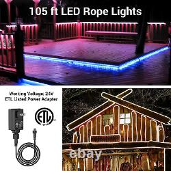 Smart Outdoor Rope Light, 105Ft (52.5X2) Music Sync RGB LED Strip Lights, App Co